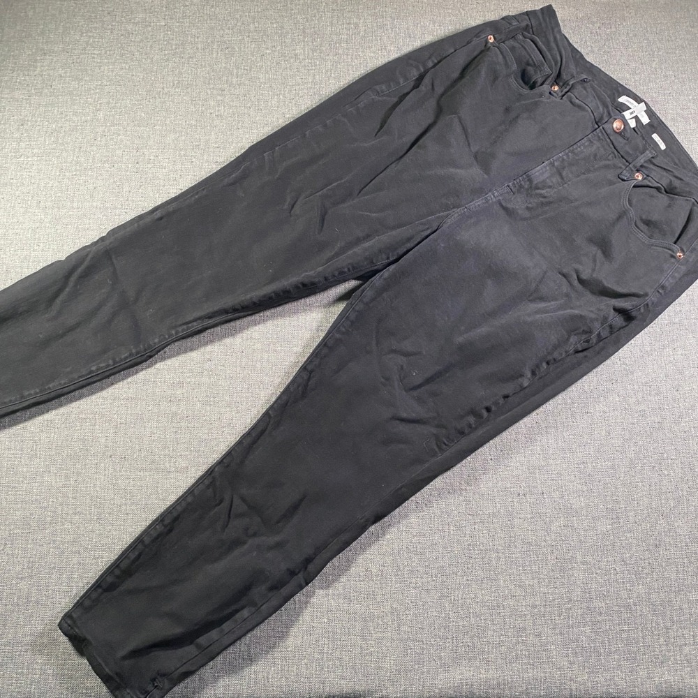 GOOD AMERICAN Good Waist Crop Jeans Black Size 18 High Rise Stretch Dark Wash